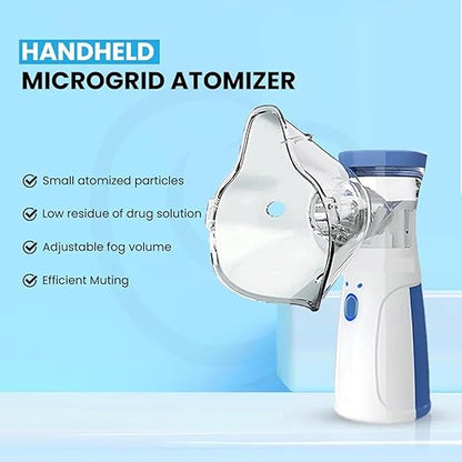Portable Mesh Nebulizer for Steam Inhalation Compact Cool Mist Machine for Sinus, Cough & Cold Relief For Adults & Kids Home & Travel Use