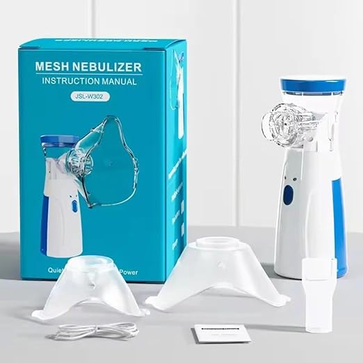 Portable Mesh Nebulizer for Steam Inhalation Compact Cool Mist Machine for Sinus, Cough & Cold Relief For Adults & Kids Home & Travel Use