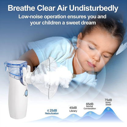 Portable Mesh Nebulizer for Steam Inhalation Compact Cool Mist Machine for Sinus, Cough & Cold Relief For Adults & Kids Home & Travel Use
