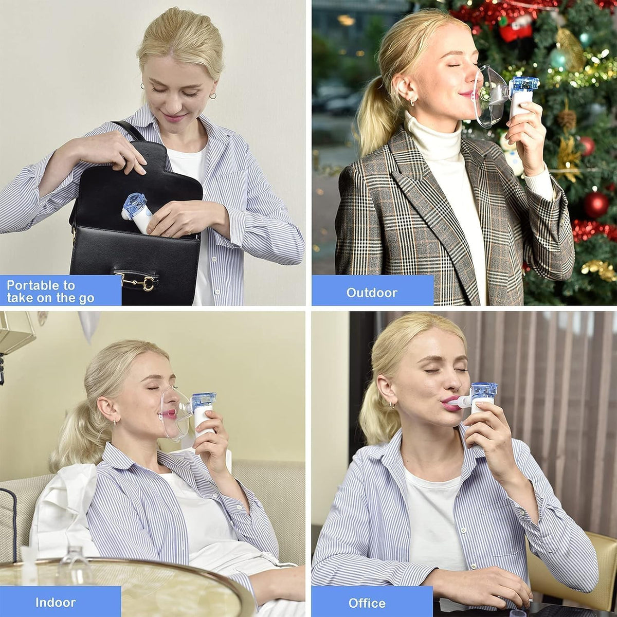Portable Mesh Nebulizer for Steam Inhalation Compact Cool Mist Machine for Sinus, Cough & Cold Relief For Adults & Kids Home & Travel Use
