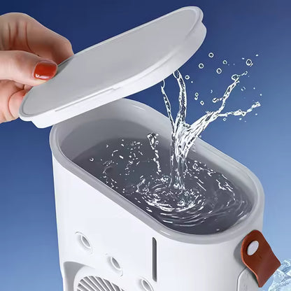Dual Head Spray Tower Fan with Control Humidifier Rechargeable Desk Fan with 3 Wind Speed For Home Office Travel Camping