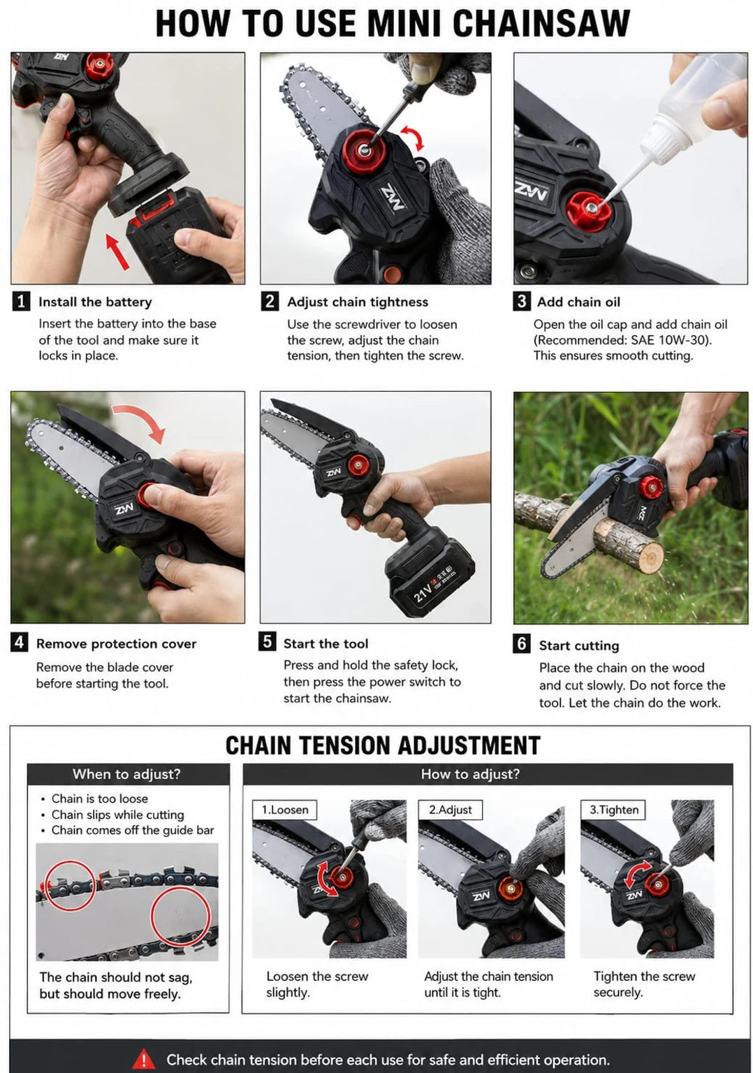 MzCS72 Cordless Chainsaw (With Battery 1PC)