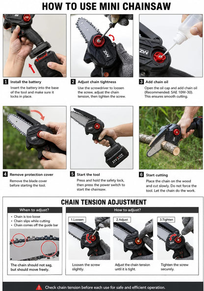 MzCS72 Cordless Chainsaw (With Battery 1PC)